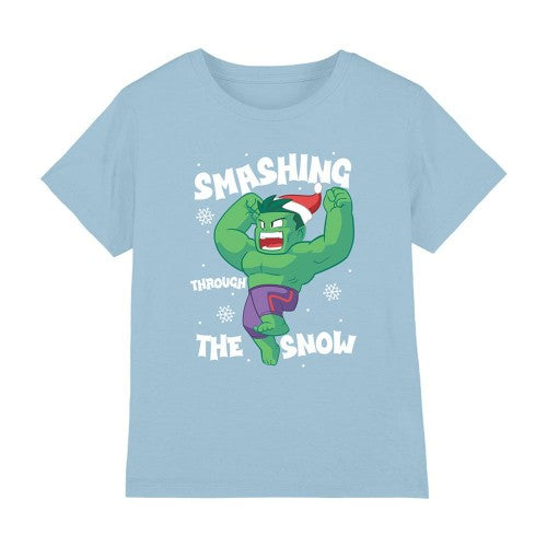 Front - Hulk Childrens/Kids Smashing Through The Snow T-Shirt