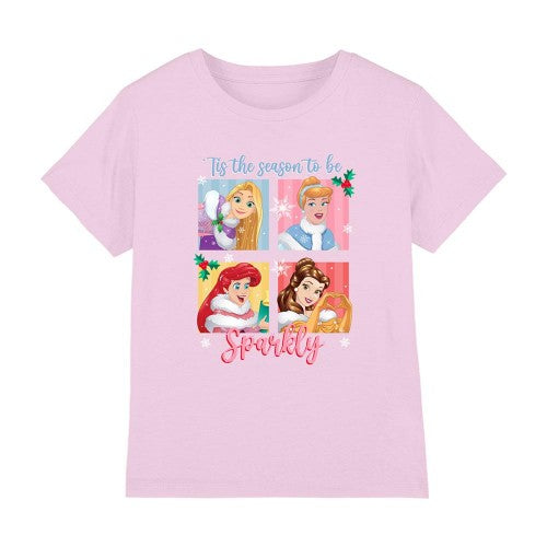 Front - Disney Princess Childrens/Kids Tis The Season To Be Sparkly T-Shirt