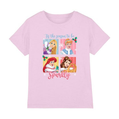 Front - Disney Princess Childrens/Kids Tis The Season To Be Sparkly T-Shirt