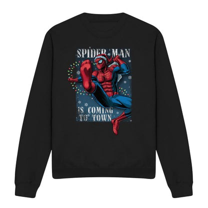 Front - Spider-Man Unisex Adult Is Coming To Town Sweatshirt