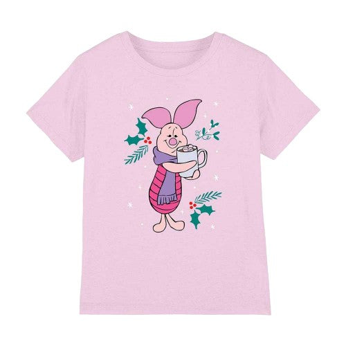 Front - Disney Childrens/Kids Cocoa Piglet Mistletoe T-Shirt