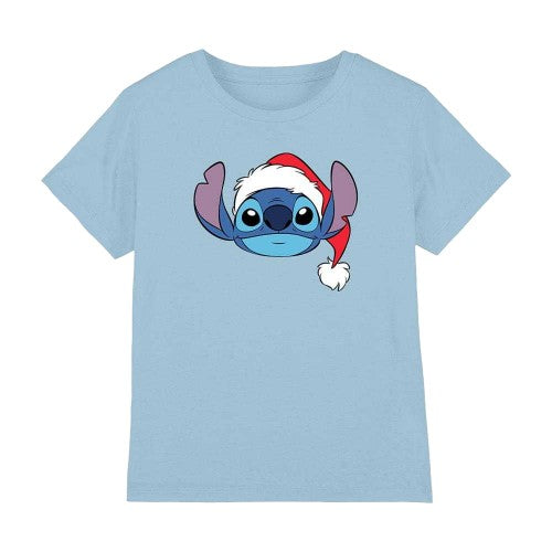 Front - Lilo & Stitch Childrens/Kids Santa Hat Christmas T-Shirt