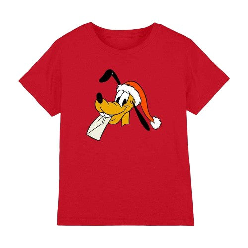 Front - Disney Childrens/Kids Pluto Santa Hat Christmas T-Shirt