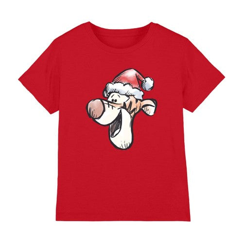 Front - Disney Childrens/Kids Tigger Santa Hat Christmas T-Shirt