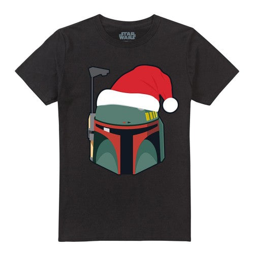 Front - Star Wars Unisex Adult Boba Fett Santa Hat Christmas T-Shirt