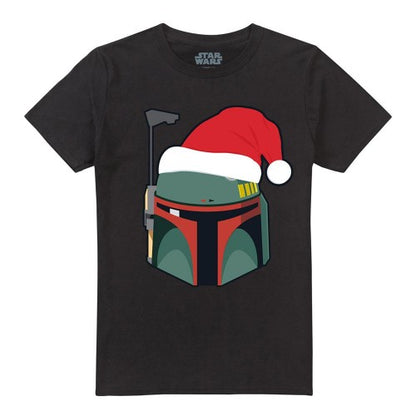 Front - Star Wars Unisex Adult Boba Fett Santa Hat Christmas T-Shirt