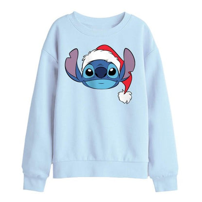 Front - Disney Childrens/Kids Stitch Santa Hat Christmas Sweatshirt