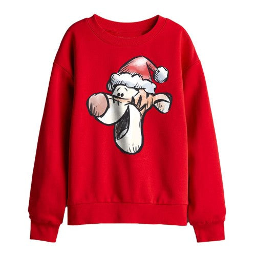 Front - Disney Childrens/Kids Tigger Santa Hat Christmas Sweatshirt