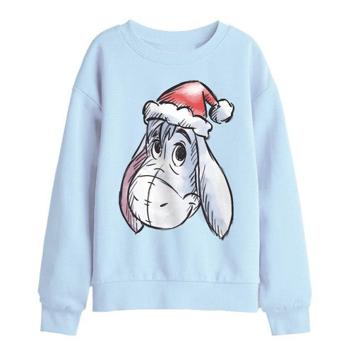 Front - Disney Childrens/Kids Eeyore Santa Hat Christmas Sweatshirt
