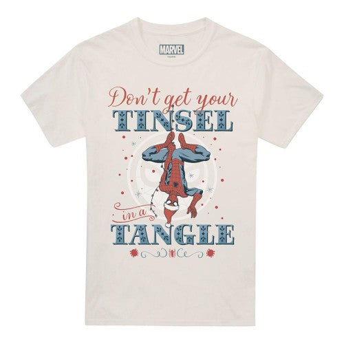 Front - Spider-Man Unisex Adult Don´t Get Your Tinsel In A Tangle Retro Christmas T-Shirt