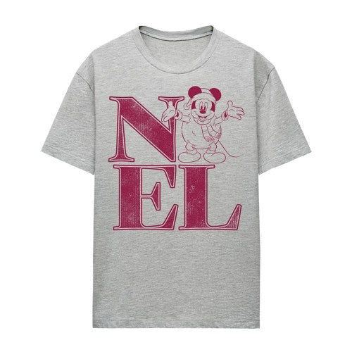 Front - Disney Womens/Ladies Noel Mickey Mouse Snowball Heather Christmas T-Shirt