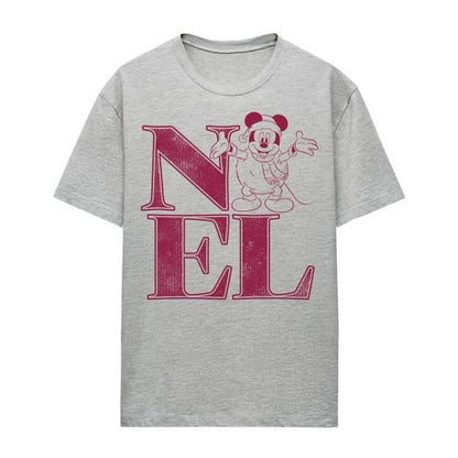 Front - Disney Womens/Ladies Noel Mickey Mouse Snowball Heather Christmas T-Shirt