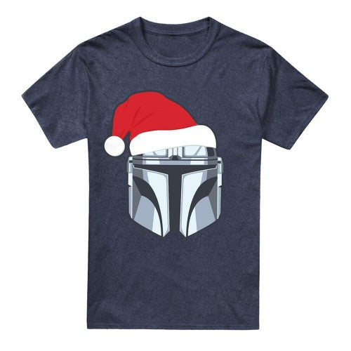 Front - Star Wars: The Mandalorian Unisex Adult Mando Santa Hat Polycotton Christmas T-Shirt