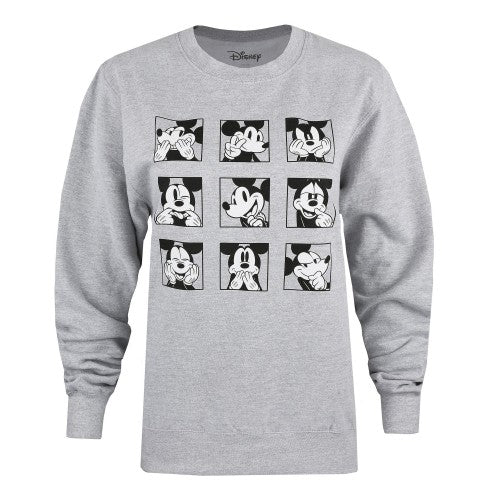 Front - Disney Womens/Ladies Mickey Mouse Face Crew Neck Sweatshirt