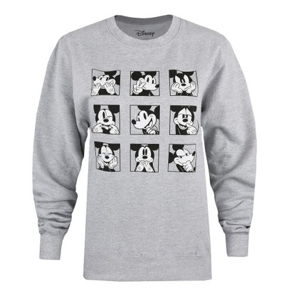 Front - Disney Womens/Ladies Mickey Mouse Face Crew Neck Sweatshirt