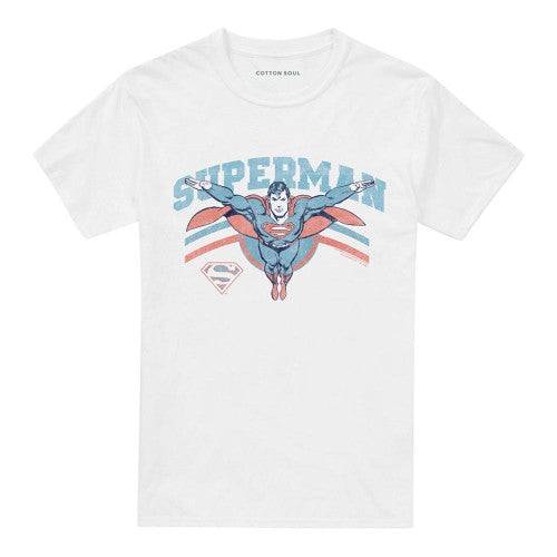 Front - Superman Unisex Adult Flying Stripes T-Shirt