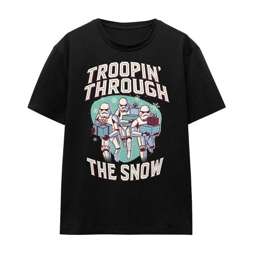 Front - Star Wars Womens/Ladies Troopin´ Through The Snow Retro T-Shirt