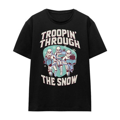 Front - Star Wars Womens/Ladies Troopin´ Through The Snow Retro T-Shirt