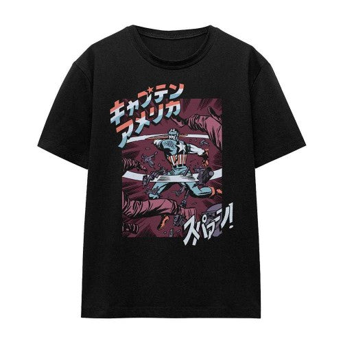 Front - Captain America Womens/Ladies Japanese Strike Retro T-Shirt