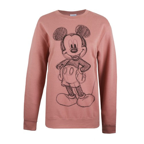 Front - Disney Womens/Ladies Mickey Forward Sketch Crew Neck Sweatshirt