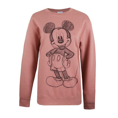 Front - Disney Womens/Ladies Mickey Forward Sketch Crew Neck Sweatshirt