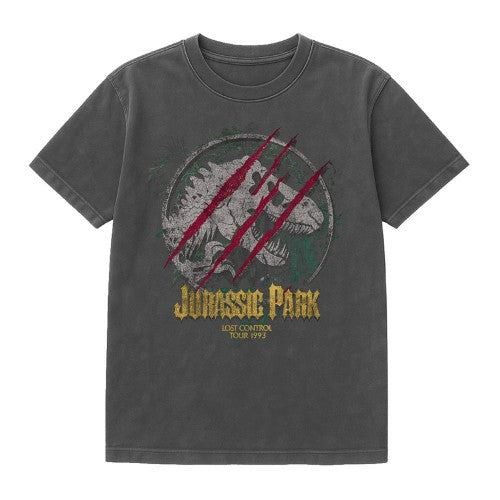Front - Jurassic Park Unisex Adult Lost Control T-Rex Vintage Wash T-Shirt