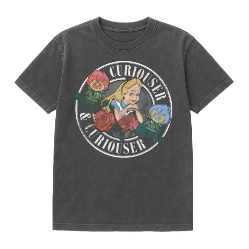 Front - Alice In Wonderland Unisex Adult Curiouser Band Vintage Wash T-Shirt