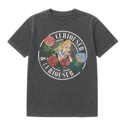 Front - Alice In Wonderland Unisex Adult Curiouser Band Vintage Wash T-Shirt