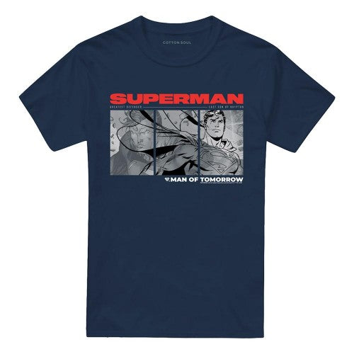 Front - Superman Man Of Steel Unisex Adult Comic T-Shirt