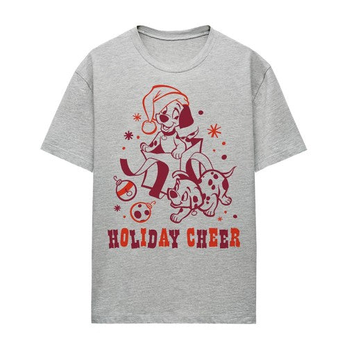 Front - Disney Womens/Ladies 101 Dalmatians Holiday Cheer Dogs Heather Christmas T-Shirt