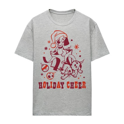 Front - Disney Womens/Ladies 101 Dalmatians Holiday Cheer Dogs Heather Christmas T-Shirt