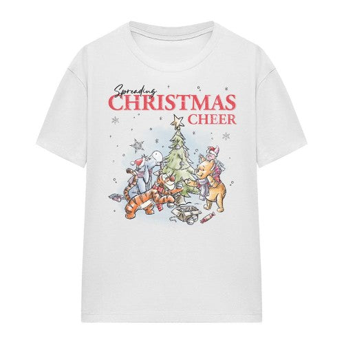 Front - Winnie the Pooh Womens/Ladies Merry Everything Sketch Christmas T-Shirt