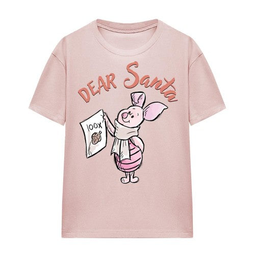 Front - Winnie the Pooh Womens/Ladies Dear Santa Piglet Christmas T-Shirt