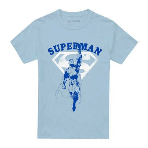 Front - Superman Unisex Adult Flying Outline T-Shirt