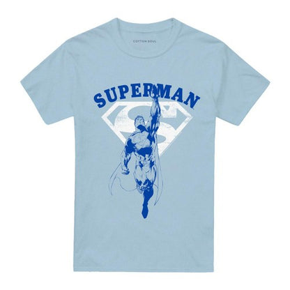Front - Superman Unisex Adult Flying Outline T-Shirt