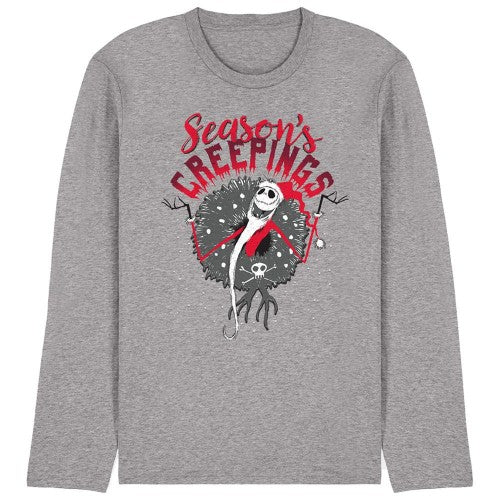 Front - The Nightmare Before Christmas Unisex Adult Holiday Chills Heather Long-Sleeved T-Shirt