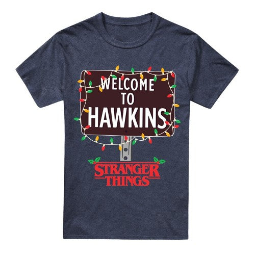 Front - Stranger Things Unisex Adult Welcome To Hawkins Heather Christmas T-Shirt