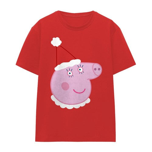 Front - Peppa Pig Womens/Ladies Mummy Pig Santa Hat T-Shirt