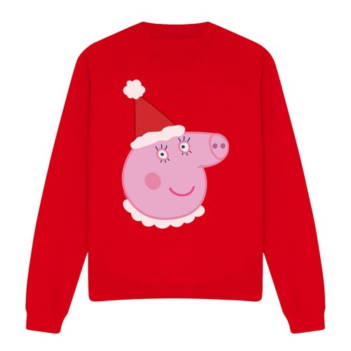 Front - Peppa Pig Unisex Adult Mummy Pig Santa Hat Sweatshirt
