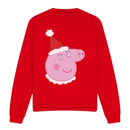 Front - Peppa Pig Unisex Adult Mummy Pig Santa Hat Sweatshirt
