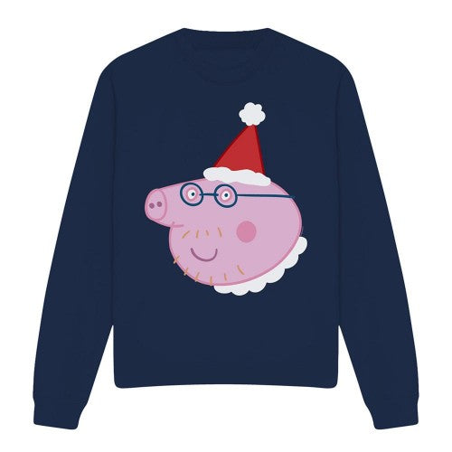Front - Peppa Pig Unisex Adult Daddy Pig Santa Hat Sweatshirt