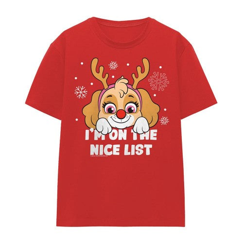 Front - Paw Patrol Womens/Ladies Nice List Skye Christmas T-Shirt