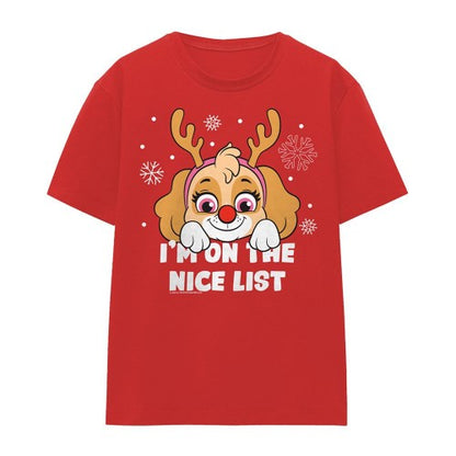 Front - Paw Patrol Womens/Ladies Nice List Skye Christmas T-Shirt
