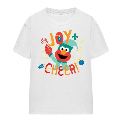 Front - Sesame Street Womens/Ladies Joy And Cheer With Elmo Christmas T-Shirt