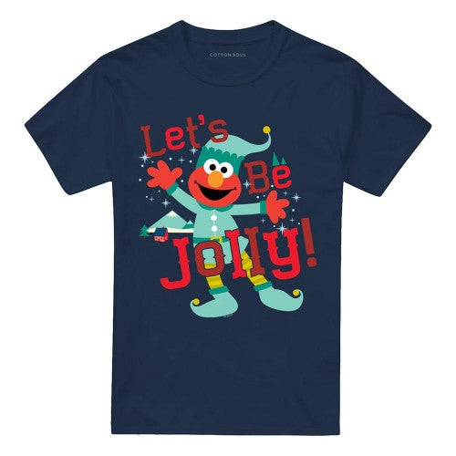 Front - Sesame Street Unisex Adult Let´s Be Jolly Elmo Elf Christmas T-Shirt