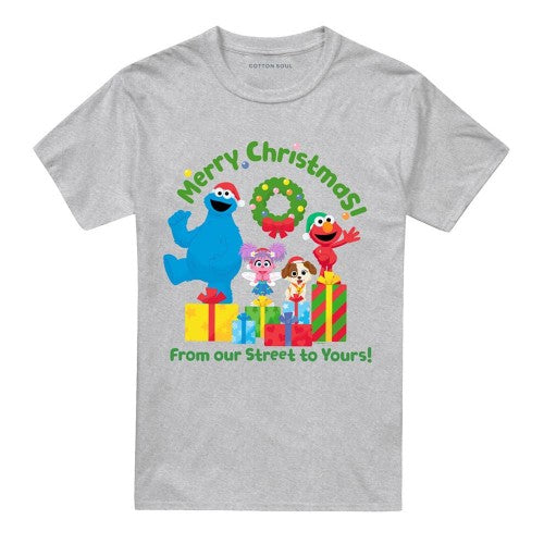 Front - Sesame Street Unisex Adult From Our Street To Yours Heather Christmas T-Shirt