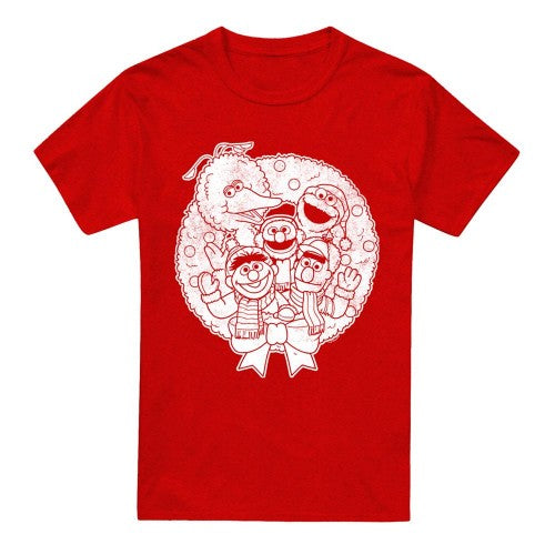 Front - Sesame Street Unisex Adult Big Bird Scribble Heather Christmas T-Shirt