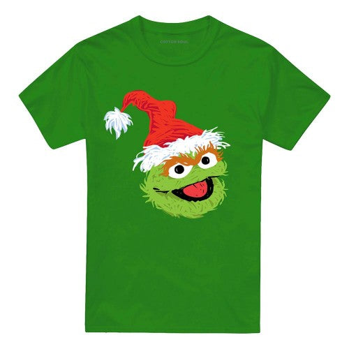 Front - Sesame Street Unisex Adult Oscar The Grouch Scribble Christmas T-Shirt