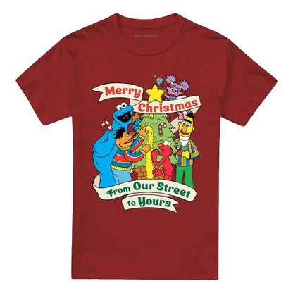 Front - Sesame Street Unisex Adult Vintage Christmas T-Shirt