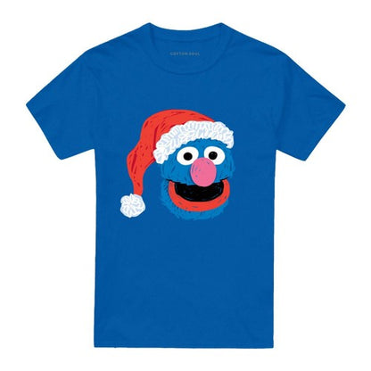 Front - Sesame Street Unisex Adult Grover Scribble Christmas T-Shirt